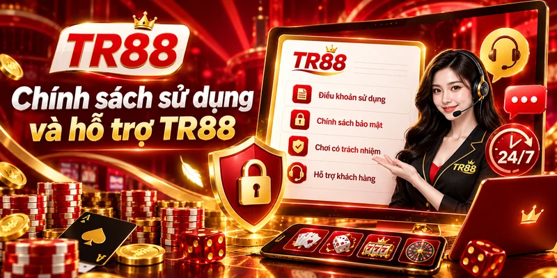 Các nội dung về điều khoản, bảo mật và hỗ trợ người dùng TR88